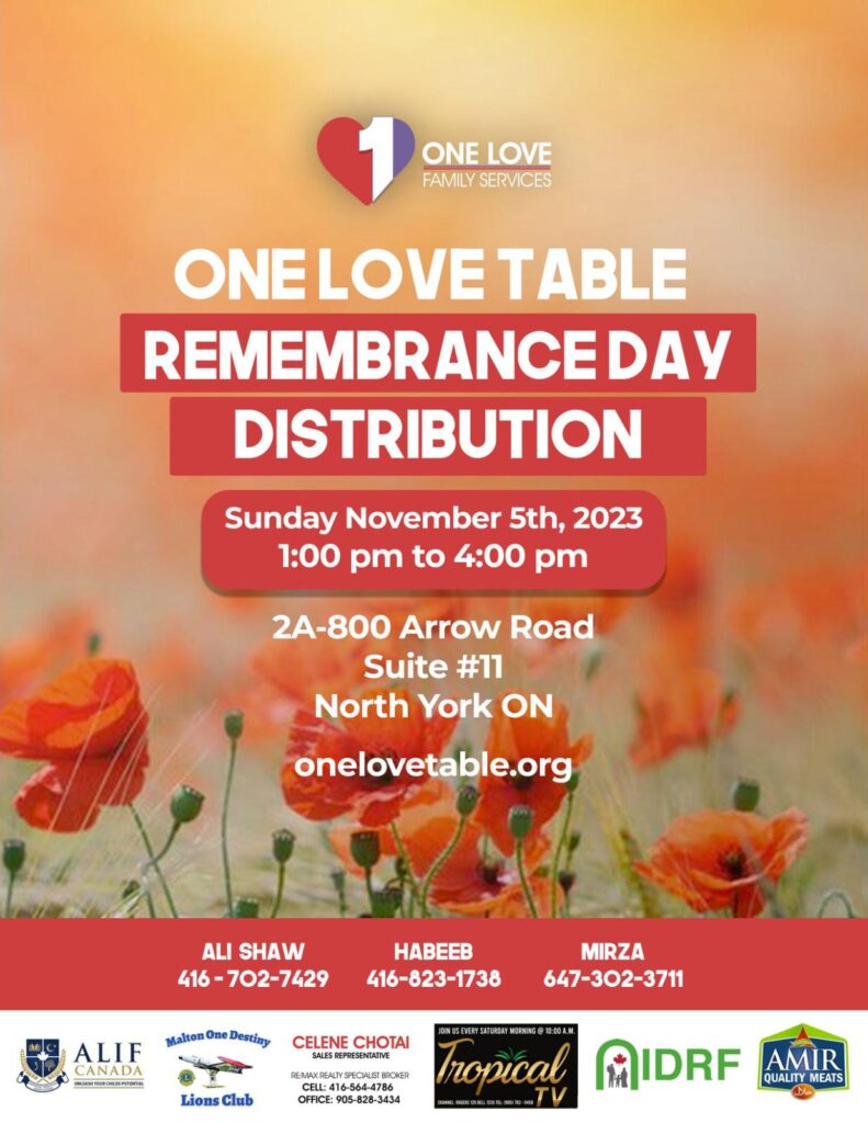 2023 Nov One Love Rememberance Day Distribution
